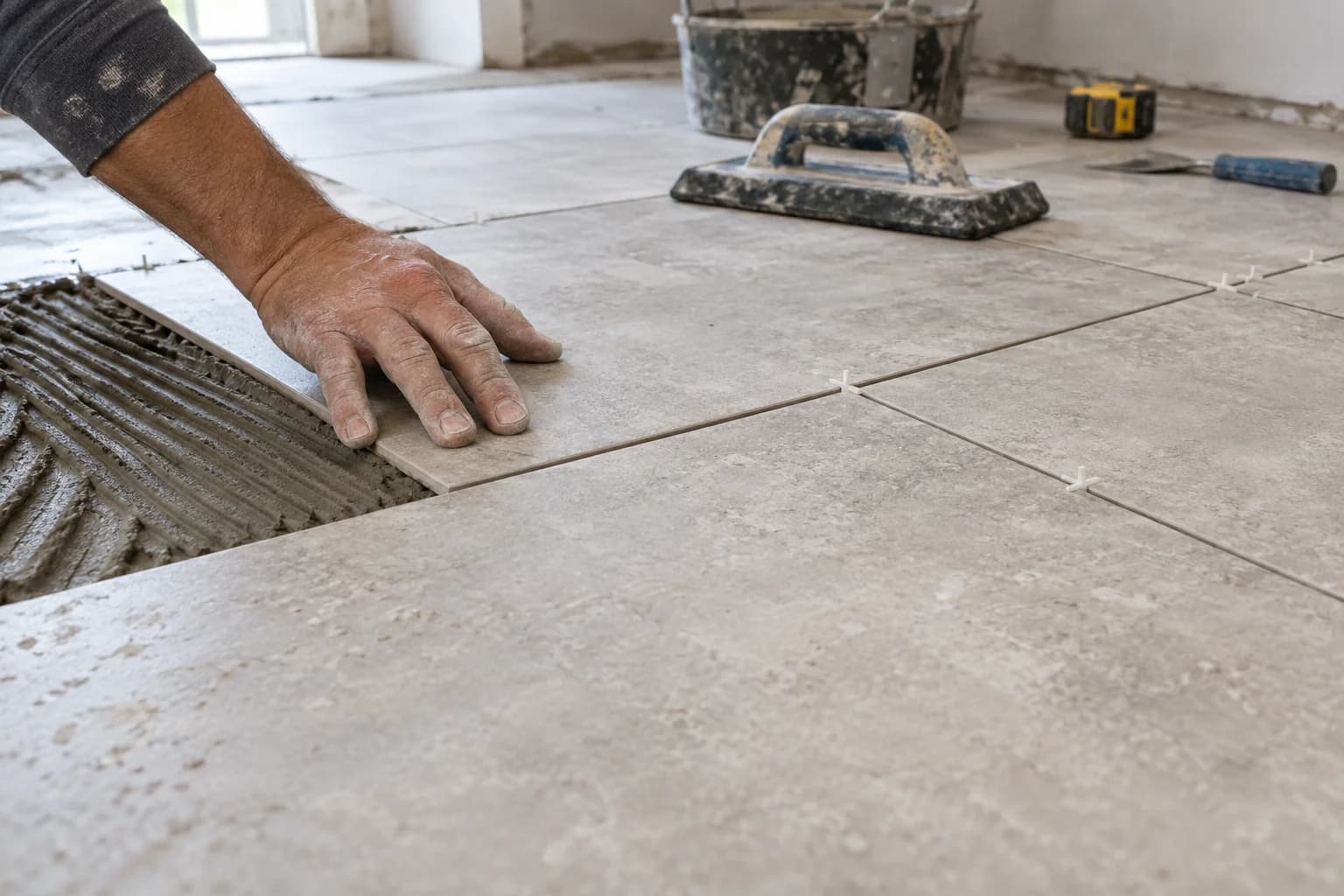 Illustration of careful tile installation